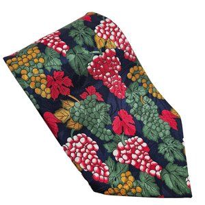 Dino Romaro Men's Neck Tie Polyester Grapes Leaves Hand Made Classic Novelty